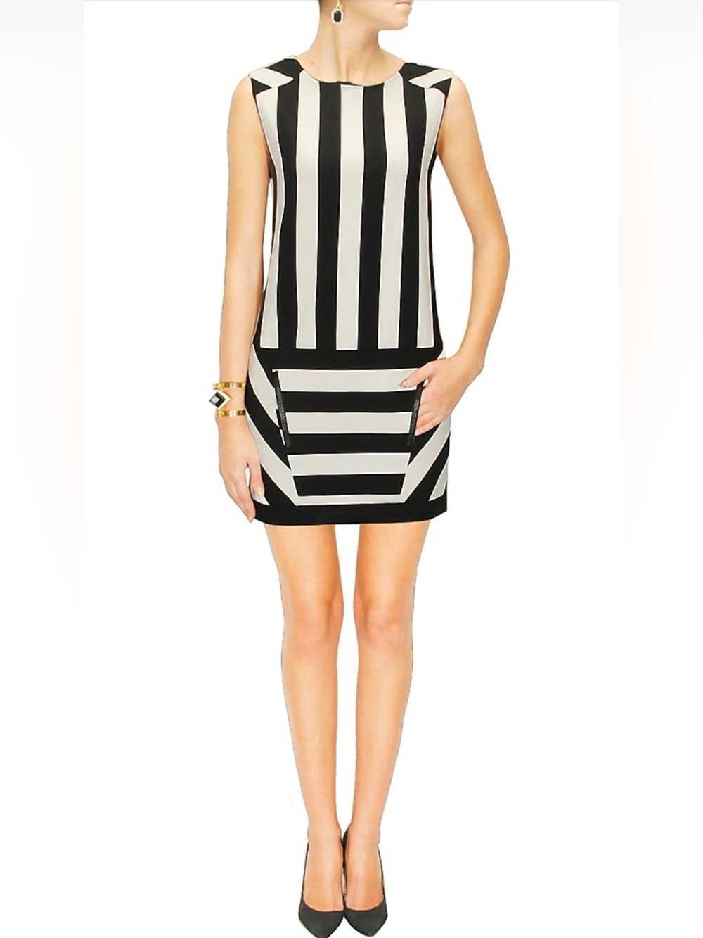 Maje Curd Striped Mini Dress